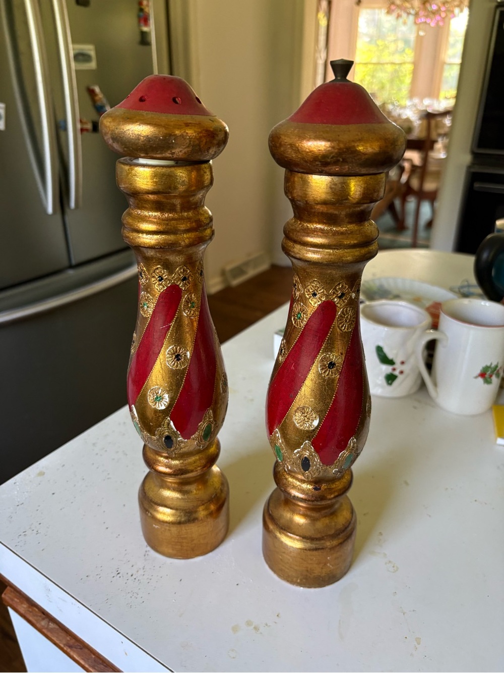 Vintage Italian Florentine Hand Painted Salt & Pepper Shakers